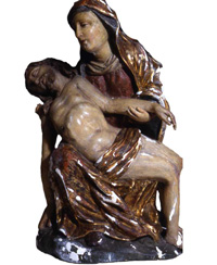 Polychrome wooden sculpture, condition: after conservation and during restoration
