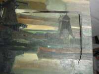 Torn linen of oilpainting