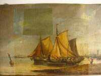 Removal of yellowed varnish from painting with solvents, canvas