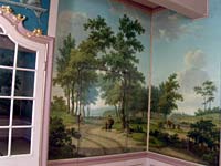 Panoramic wall hanging, oilpaint on relined canvas, condition: after conservation and restoration